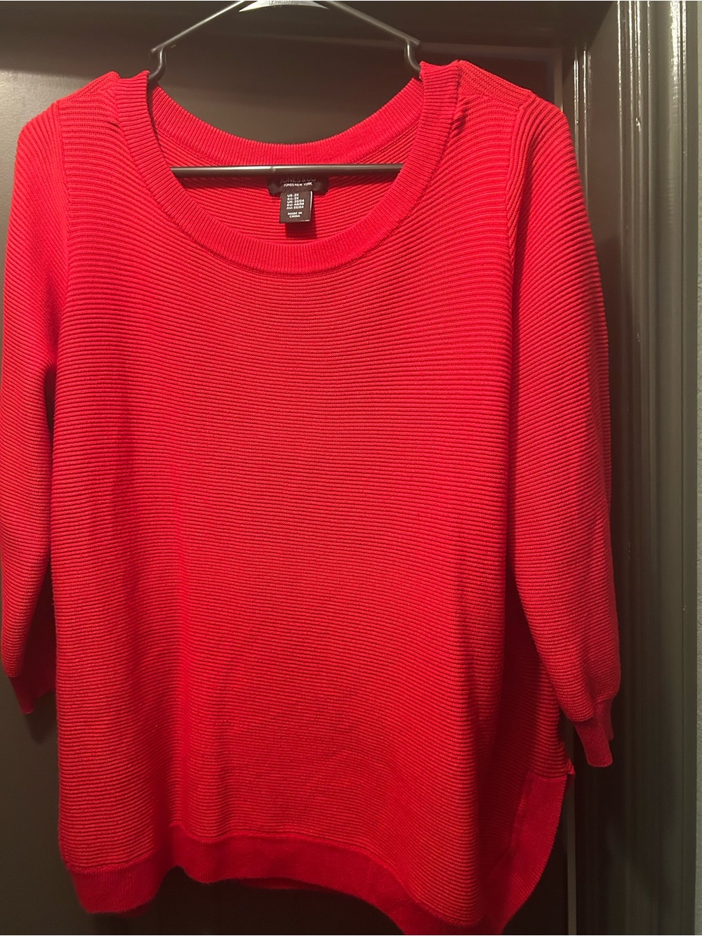 Women’s Red Ribbed Knit Sweater